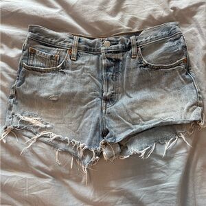 Levi's Blue Distressed Jean Shorts